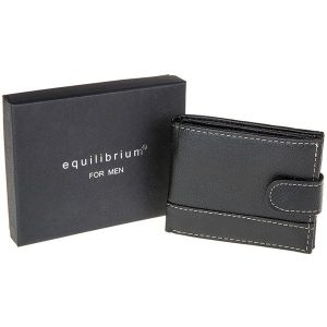 Equilibrium – Men’s Stitched Leather Wallet – Black