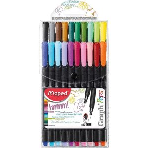 Maped Graph'Peps Classic 0.4mm Fine Felt Tipped Pens, Pack of 20