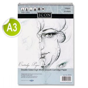 ICON A3 SPIRAL SKETCH PAD 20 SHEETS 185gsm (420mm x 295mm)