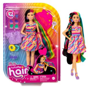 Barbie Totally Hair Heart-themed Doll, Petite, 8.5 Inch Hair, 15 Accessories, 3 & Up