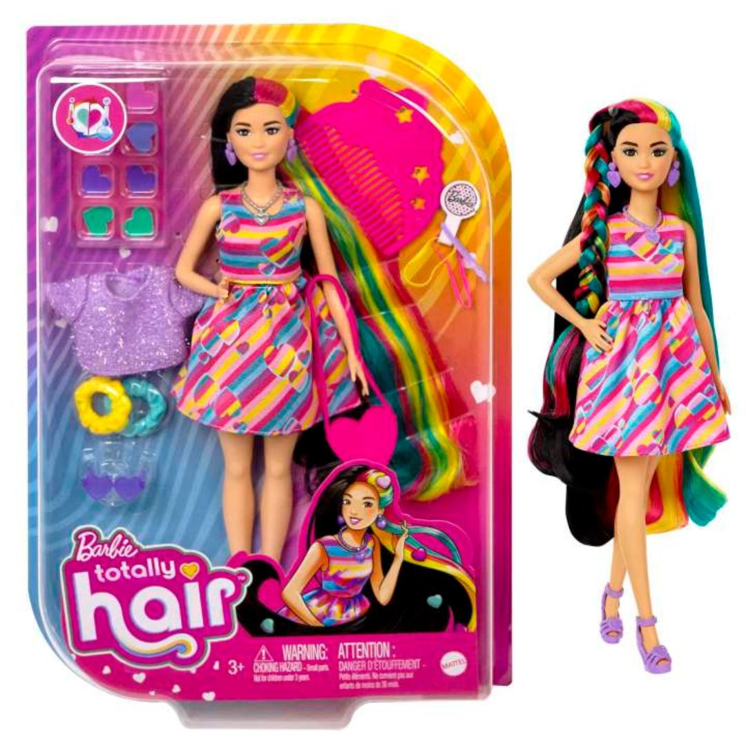 Barbie Totally Hair Heart-themed Doll, Petite, 8.5 Inch Hair, 15 Accessories, 3 & Up